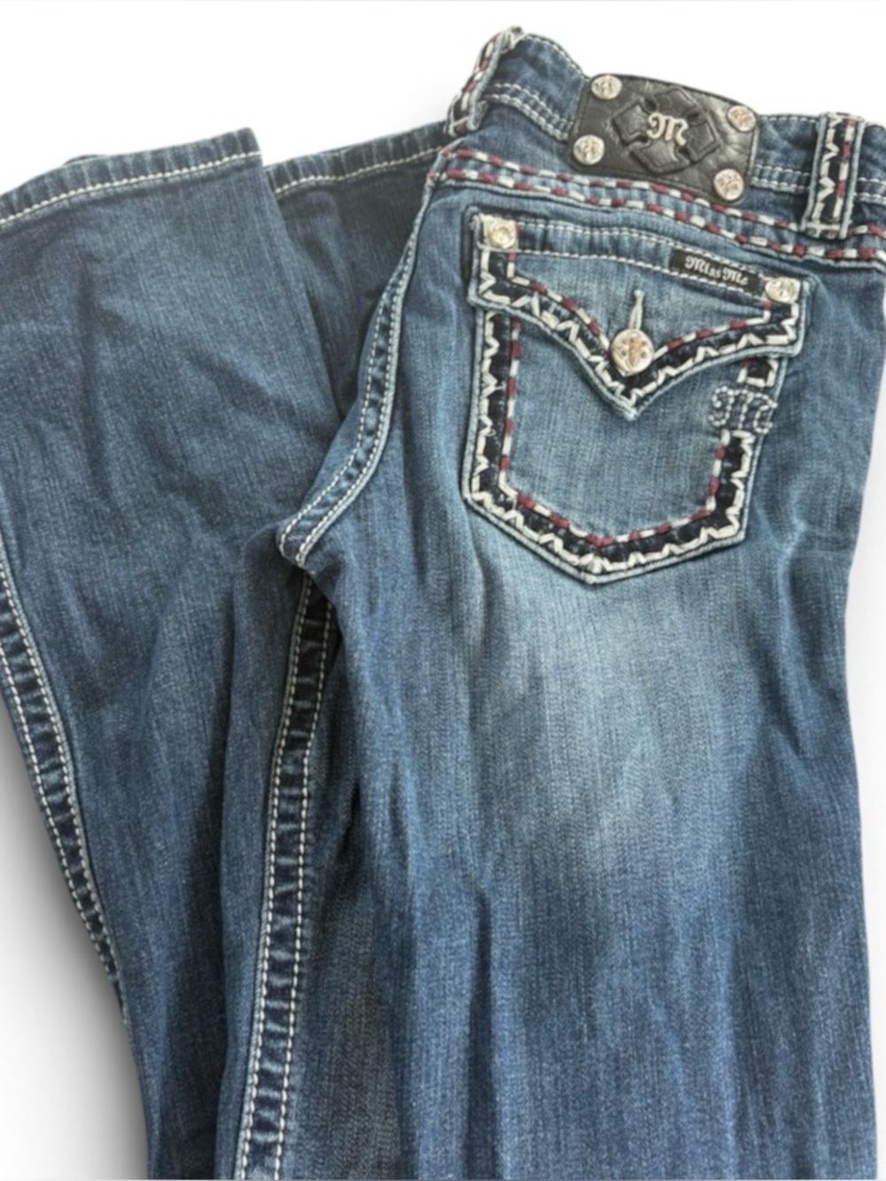 Miss Me Blue Bootcut Jeans with Embroidered Pocket